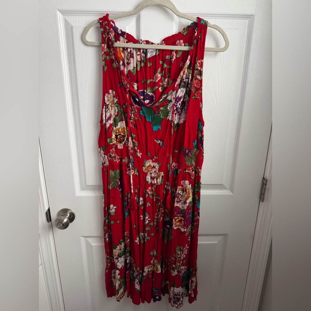 Bila Floral Red Dress